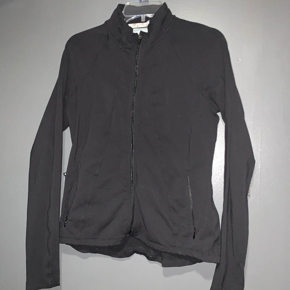 Athleta Zip Up Black Runners Yoga Sweater Medium